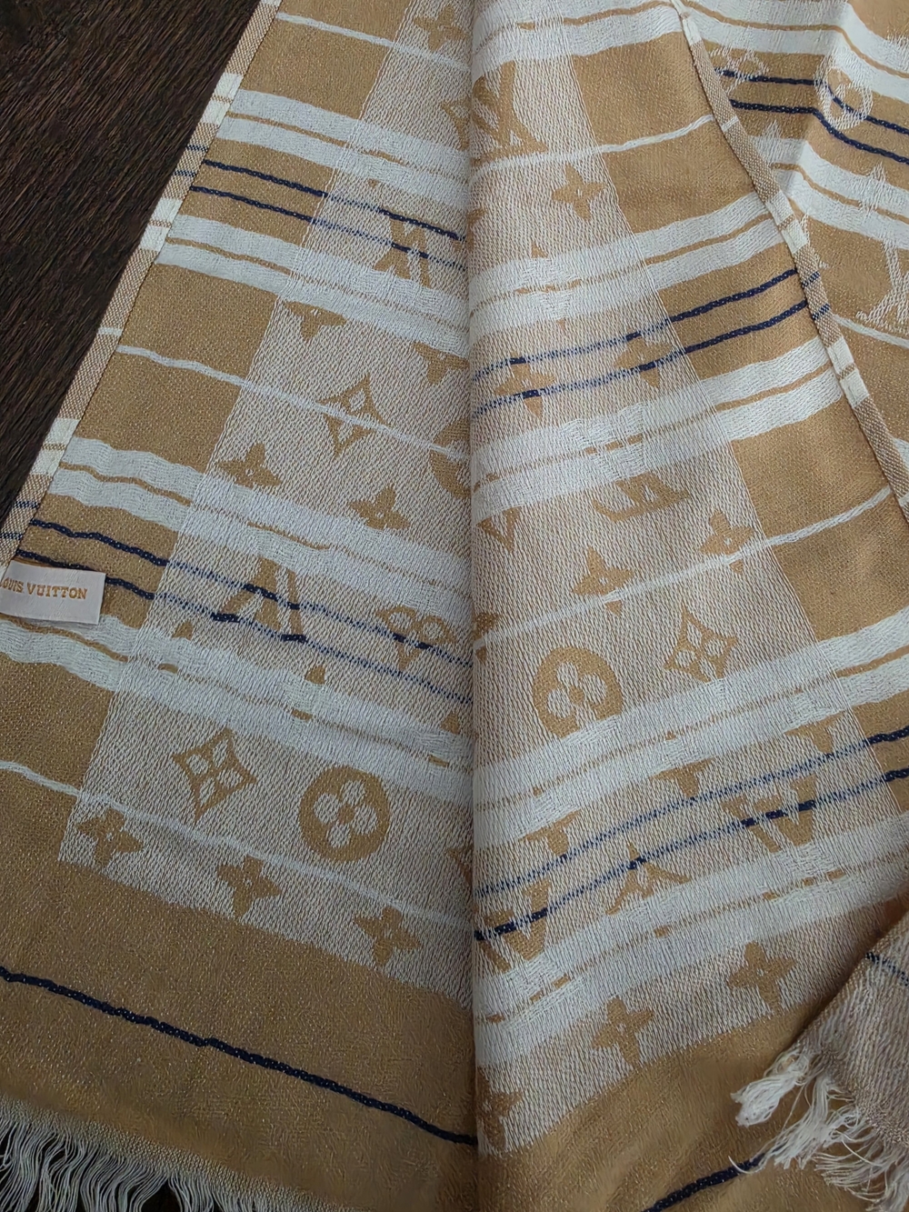 Vintage Louis Vuitton Beige Monogram Scarf